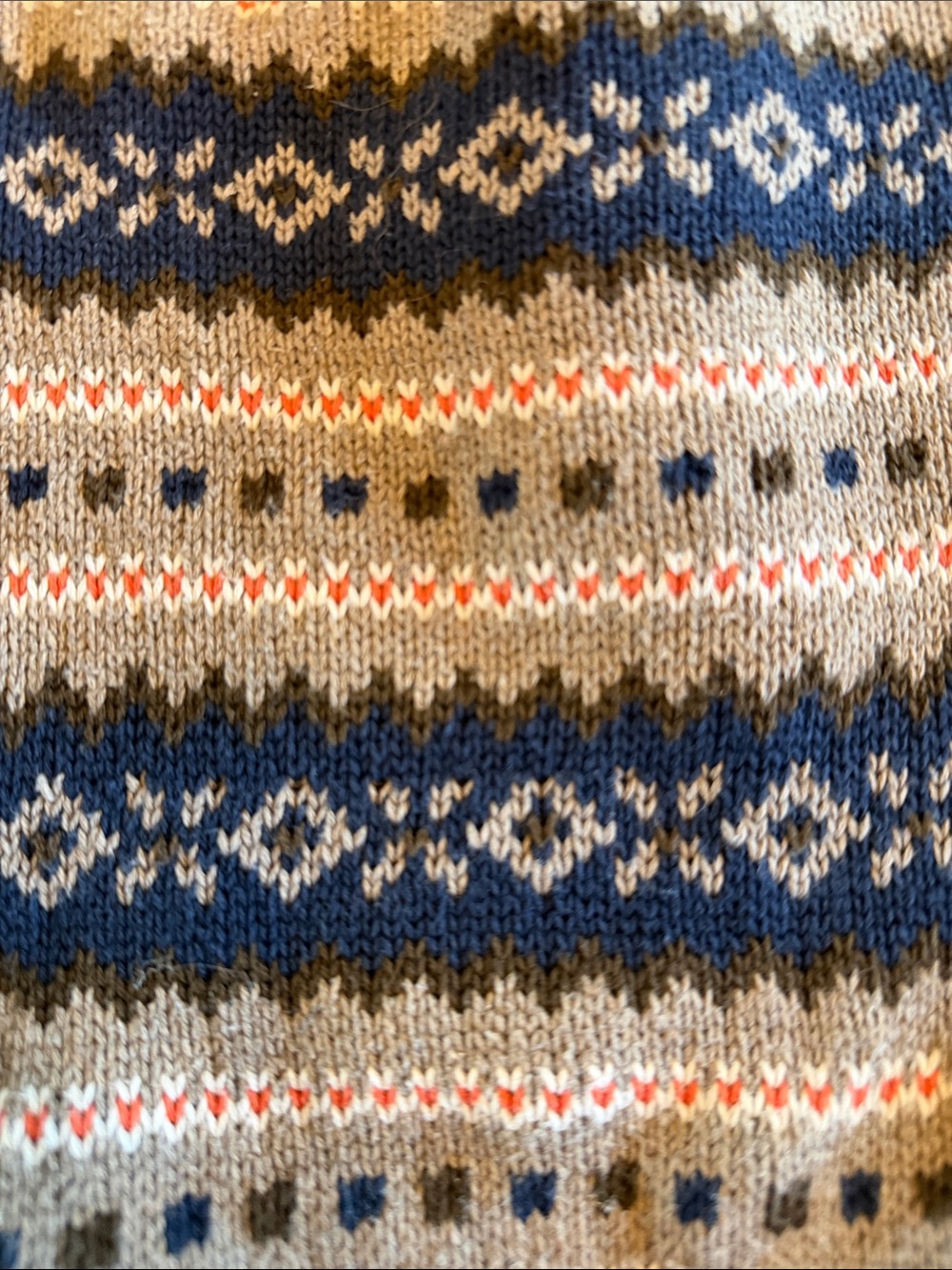 2 Kids Fair Isle Button Knit Sweater - Beige & Cream and Grey and Maroon - Picture 7 of 7